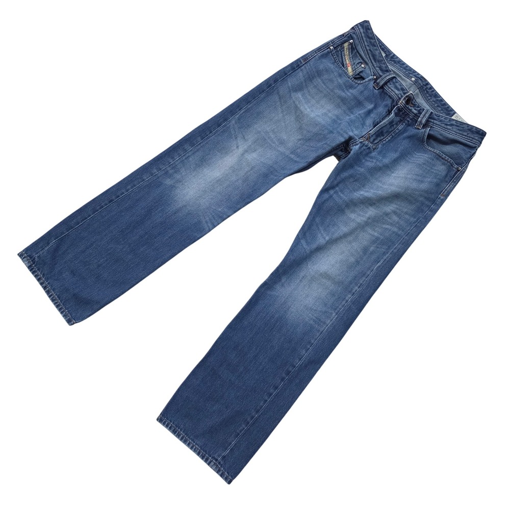 Diesel Larkee Mens Regular Straight Leg Jeans Blue Wash W34 L32 Button Fly Y2k